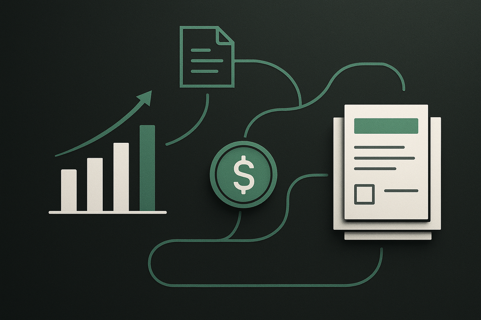Gráfico simples e ícones financeiros representando gestão financeira para MEIs