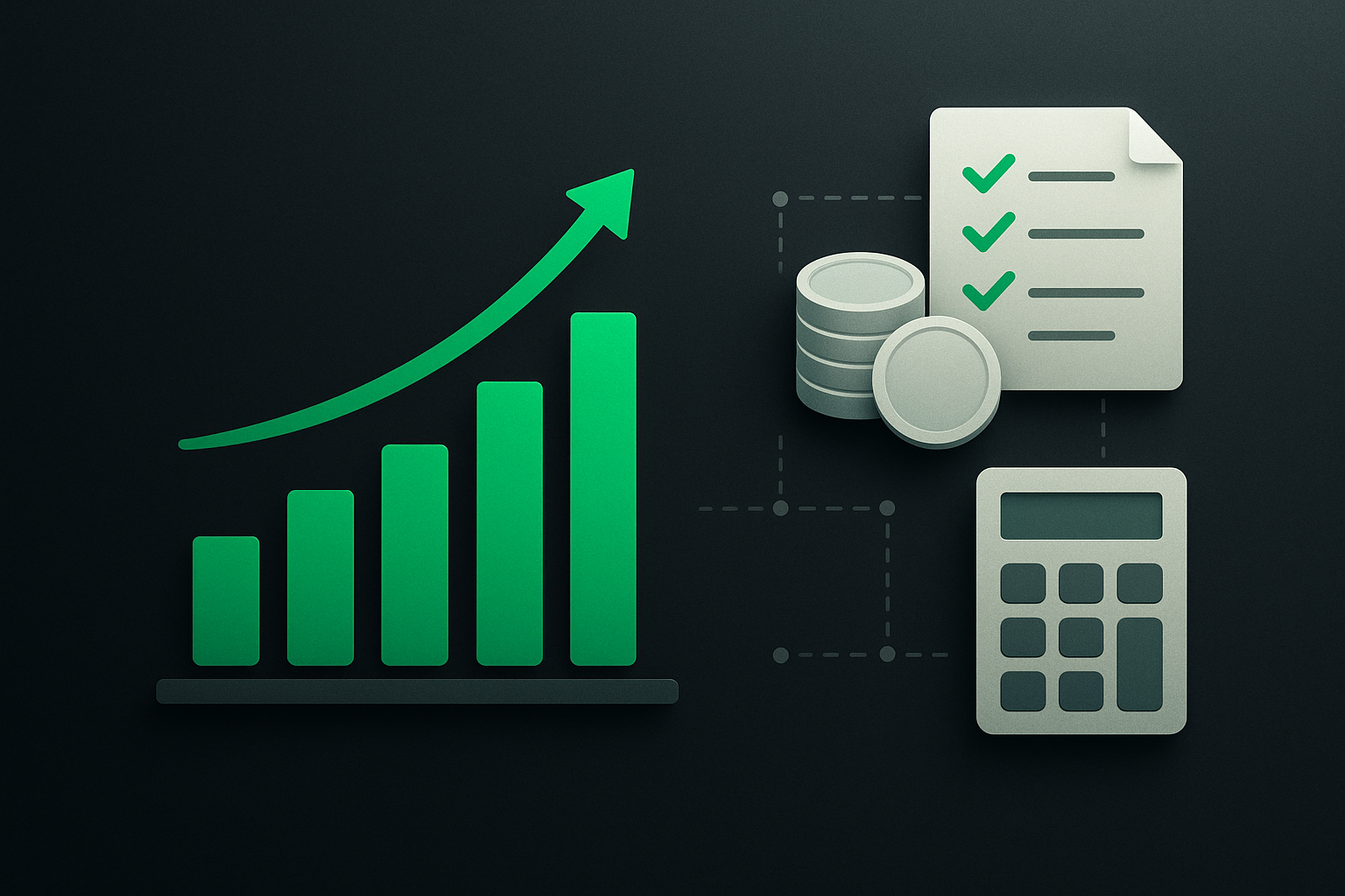 Gráfico de barras e ícones financeiros em fundo escuro representando comparativo de taxas para PMEs