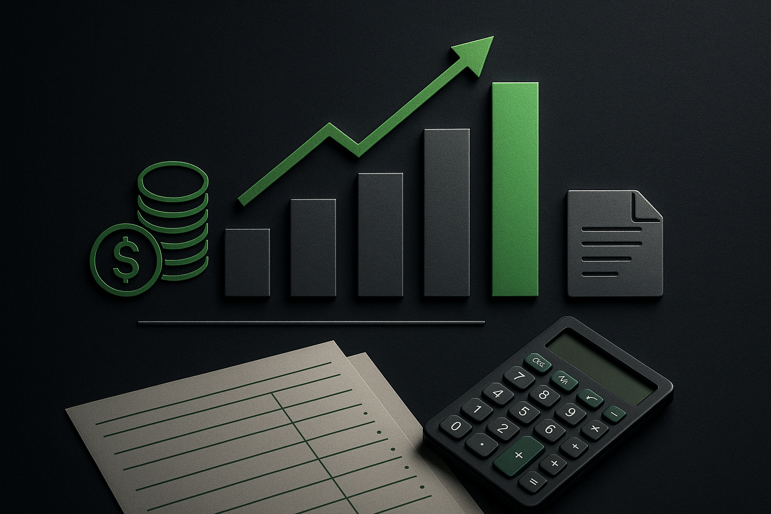 Gráfico e ícones financeiros em fundo escuro representando comparativo de taxas para PMEs